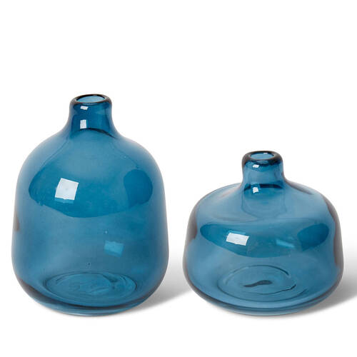 E Style Dalili Glass Decorative Bottle Short/Tall Combo 11cm/14cm - Blue