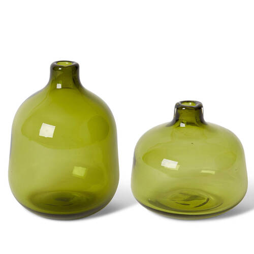 E Style Dalili Glass Decorative Bottle Short/Tall Combo 11cm/14cm - Green