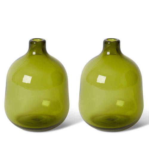 2PK E Style Dalili Glass Decorative Bottle Home Decor 14cm - Green