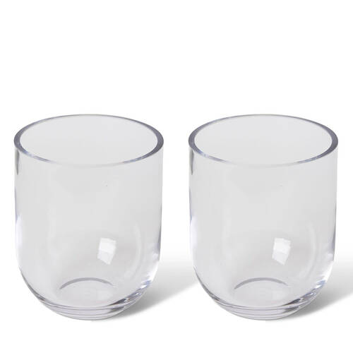2PK E Style Halima Glass Flower Vase Home Decor 14cm - Clear