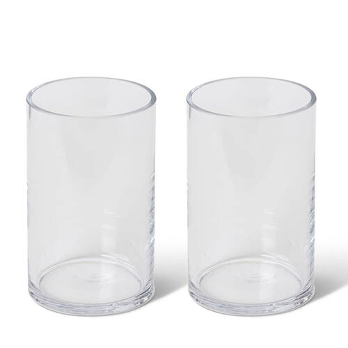 2PK E Style Vera Glass Flower Vase Home Decor 15cm - Clear
