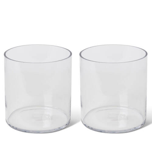 2PK E Style Vera Glass Flower Vase Home Decor 18cm - Clear