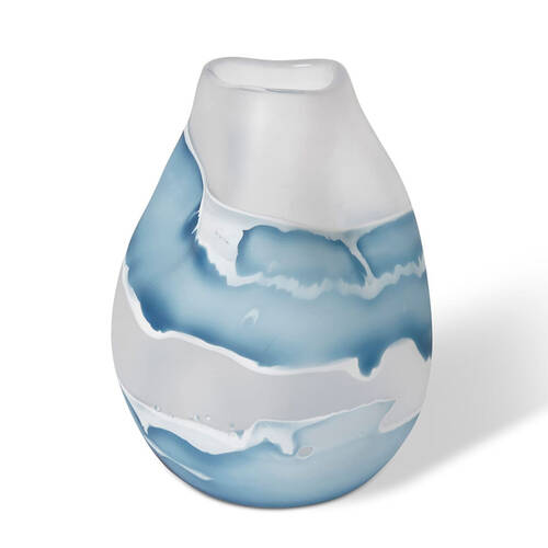 E Style Zaida Glass Flower Vase Home Decor 26cm - Blue/White