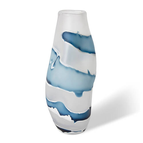 E Style Zaida Glass Flower Vase Home Decor 44cm - Blue/White