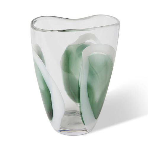 E Style Carina Glass Flower Vase Home Decor 23cm - Sage/Clear