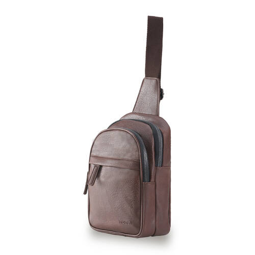 Tosca Vegan Leather Slinger Mens Fashion Sling Bag - Chocolate