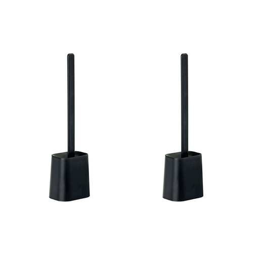 2x Vigar Essential Eco Toilet Brush w/ Holder Set - Black