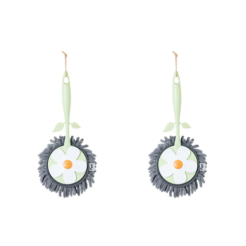2x Vigar Florganic Round Microfibre Duster Cleaner - Green/Grey