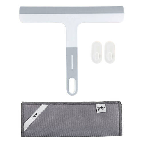 Vigar Basic Squeegee Tiles/Window Cleaner w/ Microfibre Cloth & 2-Hooks 23.5cm