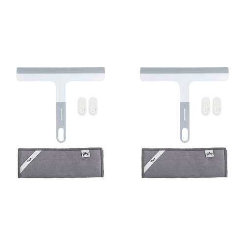 2PK Vigar Basic Squeegee Tiles/Window Cleaner w/ Microfibre Cloth & 2-Hooks 23.5cm