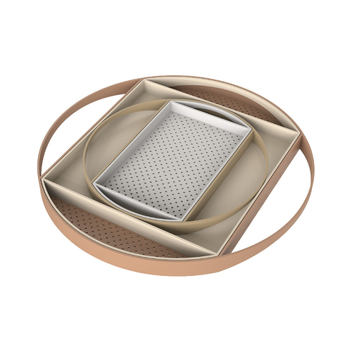 4pc Vigar Flap Sand Round Nested Serving Tray Set