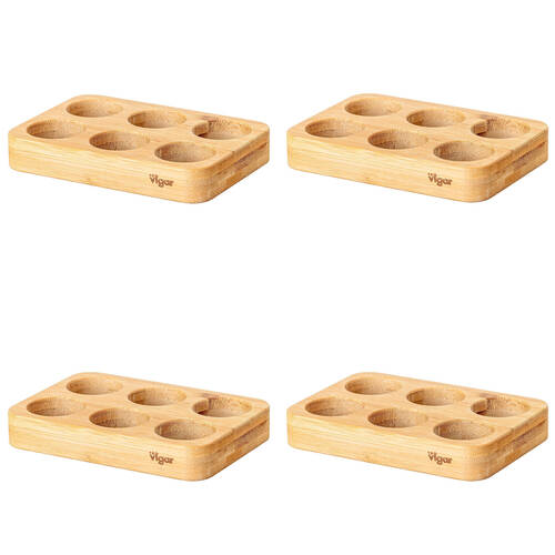 4PK Vigar Becco Bamboo 6-Egg Holder Pantry Organiser Tray 15.6cm