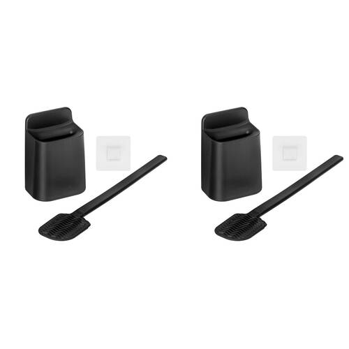 2PK Vigar Essential Eco Wall Mounted Toilet Brush w/ Holder Set 41.5cm Black