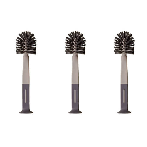 3PK Vigar Standing Grey Bottle & Glass Brush Cleaner w/ Suction Pad 32cm