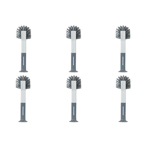 6PK Vigar Standing Oval Grey Dish Brush Cleaner w/ Suction Cup 28cm
