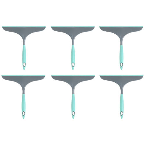 6PK Vigar Hergo Squeegee Tiles/Window Surface Glass Cleaner 23.5cm Turquoise