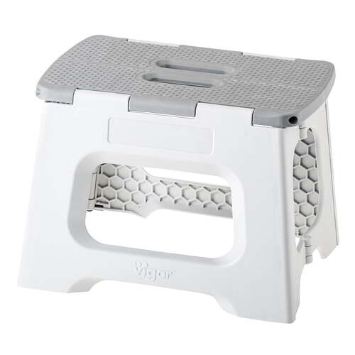 Vigar Compact 23cm Plastic Foldable Stool Non-Slip Step - Grey