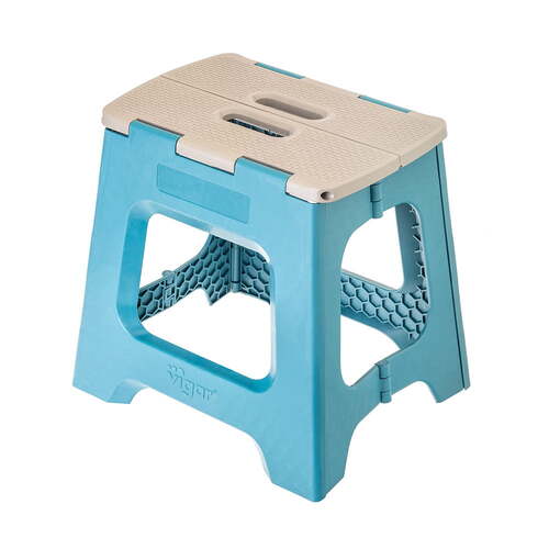 Vigar Compact Foldable 32cm Plastic Step Stool - Blue Print