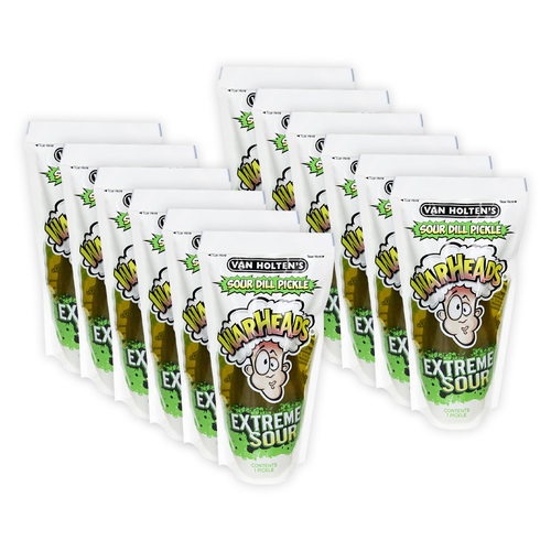 12PK Van Holten's Jumbo 140g Warhead Extreme Sour Flavoured Pickle