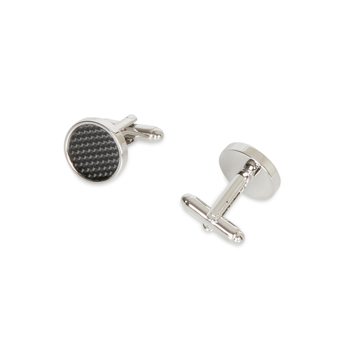 Van Heusen Men's Circle Black Round Shirt T-Bar Cufflinks Silver