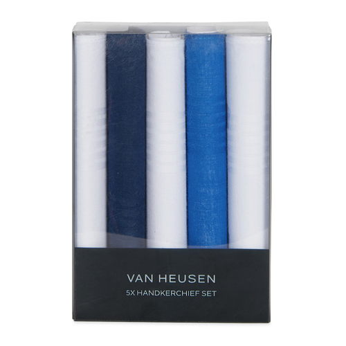 5pc Van Heusen Men's Pocket Cotton Hankie Set Blue/White