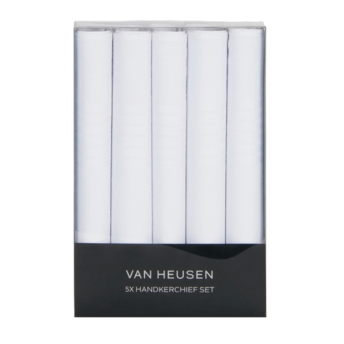 5pc Van Heusen Men's White Cotton Hankie Set White