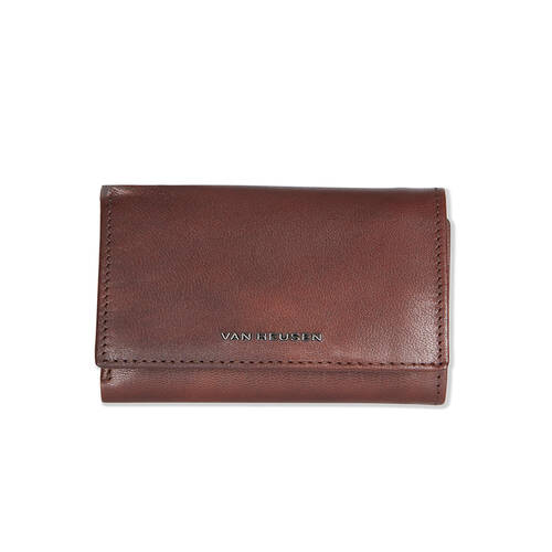 Van Heusen Trifold Leather Wallet w/ ID Window For Men Dark Tan
