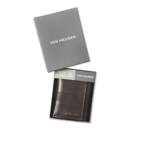 Van Heusen Men's Genuine Leather Trifold Wallet w/ ID Window - Brown