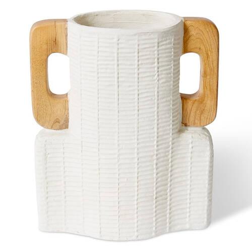 E Style Jafar Vessel Ecomix/Wood Decorative Vase 34cm - Beige/Natural