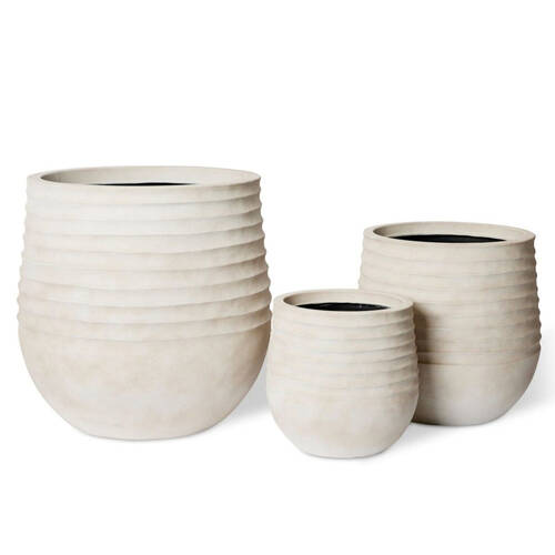 3pc E Style Knox Stonelite Polyethylene Planters Set 28/37/49cm - Beige