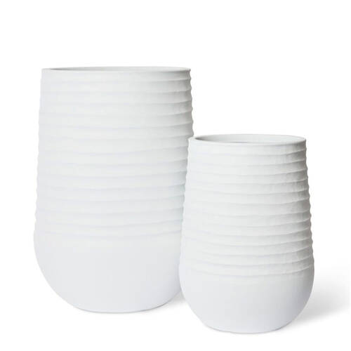 2pc E Style Knox Tall Stonelite Polyethylene Planters Set 51/70cm - White