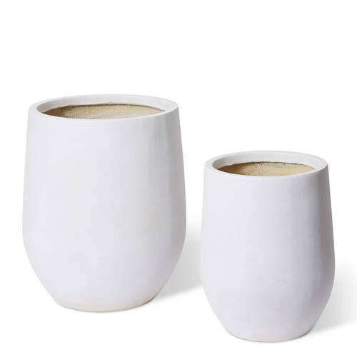 2pc E Style Aiden Fibrestone Planters Set Home Decor 44/56cm - Beige