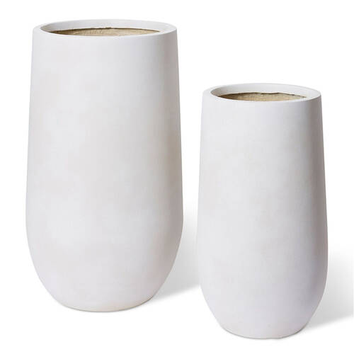 2pc E Style Aiden Tall Fibrestone Planters Set Home Decor 60cm/75cm - Beige