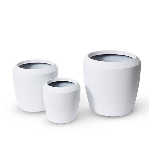 3pc E Style Malik Planters Set Home/Garden Decor 34cm/43/55cm - White