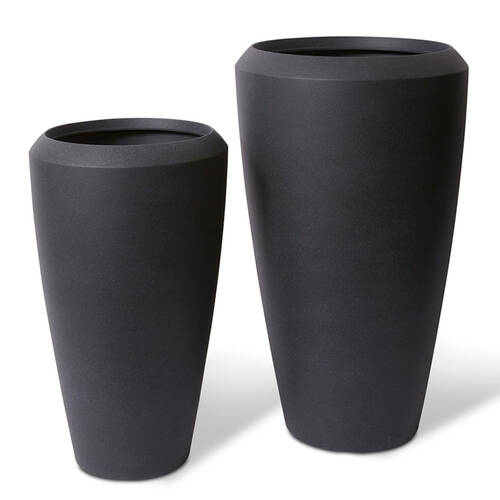 2pc E Style Malik Tall Planters Set Home/Garden Decor 70cm/86cm - Black