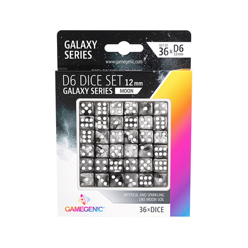 36pc Gamegenic Galaxy Series Moon D6 Dice Set 12mm Gaming Accessory