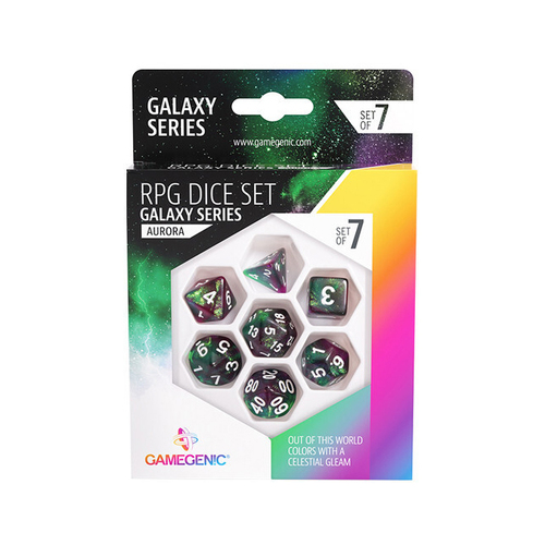 7pc Gamegenic Galaxy Series Aurora RPG Role Playing Game Dice Set Accessory