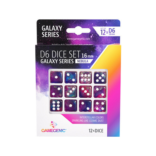 12pc Gamegenic Galaxy Series Nebula D6 Dice Set 16mm Gaming Accessory