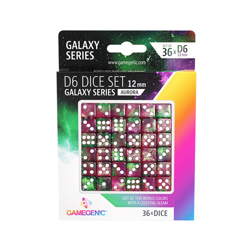 36pc Gamegenic Galaxy Series Aurora D6 Dice Set 12mm Gaming Accessory