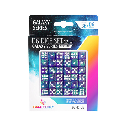 36pc Gamegenic Galaxy Series Neptune D6 Dice Set 12mm Gaming Accessory