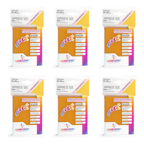 6x 60pc Gamegenic Japanese Sleeves Size PINK Orange 62x89mm Accessory