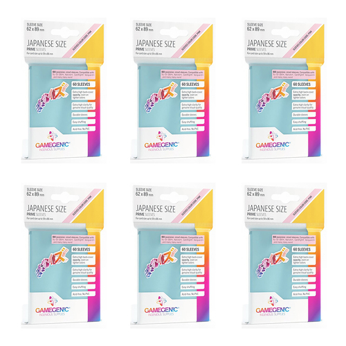6x 60pc Gamegenic Japanese Sized Sleeves Size PINK Clear 62mm x 89mm Accessory
