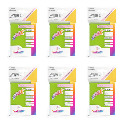 6x 60pc Gamegenic Japanese Sized Sleeves Size PINK Lime 62mm x 89mm Accessory