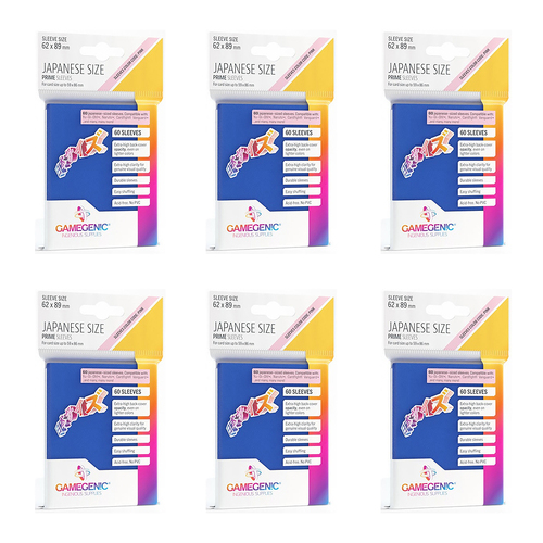 6x 60pc Gamegenic Japanese Sized Sleeves Size PINK Blue 62mm x 89mm Accessory