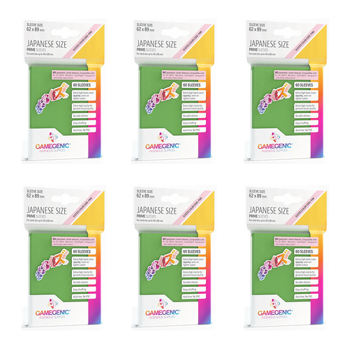 6x 60pc Gamegenic Japanese Sized Sleeves Size PINK Green 62mm x 89mm Accessory