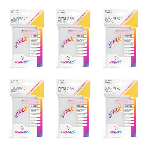 6x 60pc Gamegenic Japanese Sized Sleeves Size PINK White 62mm x 89mm Accessory
