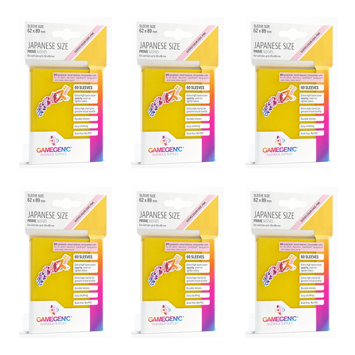 6x 60pc Gamegenic Japanese Sleeves Size PINK Yellow 62x89mm Accessory