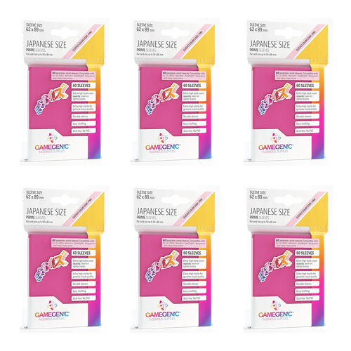 6x 60pc Gamegenic Japanese Sized Sleeves Size PINK Pink 62mm x 89mm Accessory