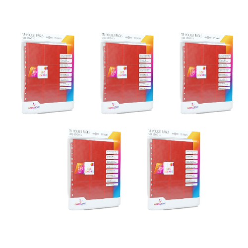 5x 10pc Gamegenic Sideloading 18 Pocket Pages Pack Red Gaming Accessory