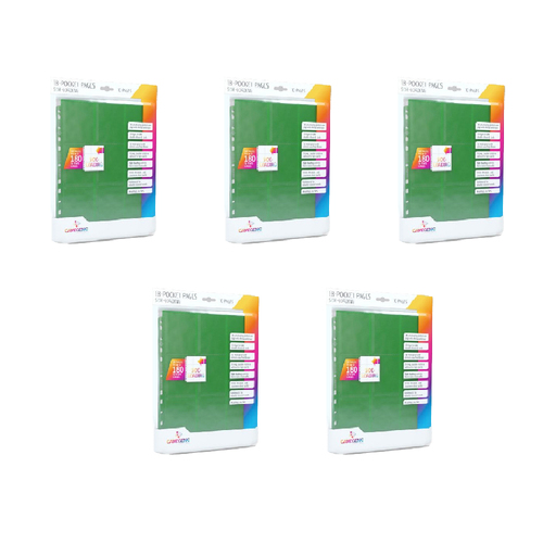 5x 10pc Gamegenic Sideloading 18 Pocket Pages Pack Green Gaming Accessory